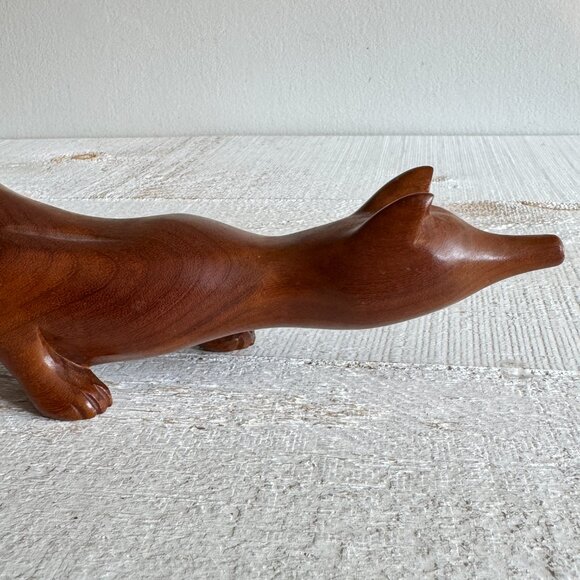 Vintage Swedish Style Hand Carved Wooden Folk Art Fox - Picture 4 of 9